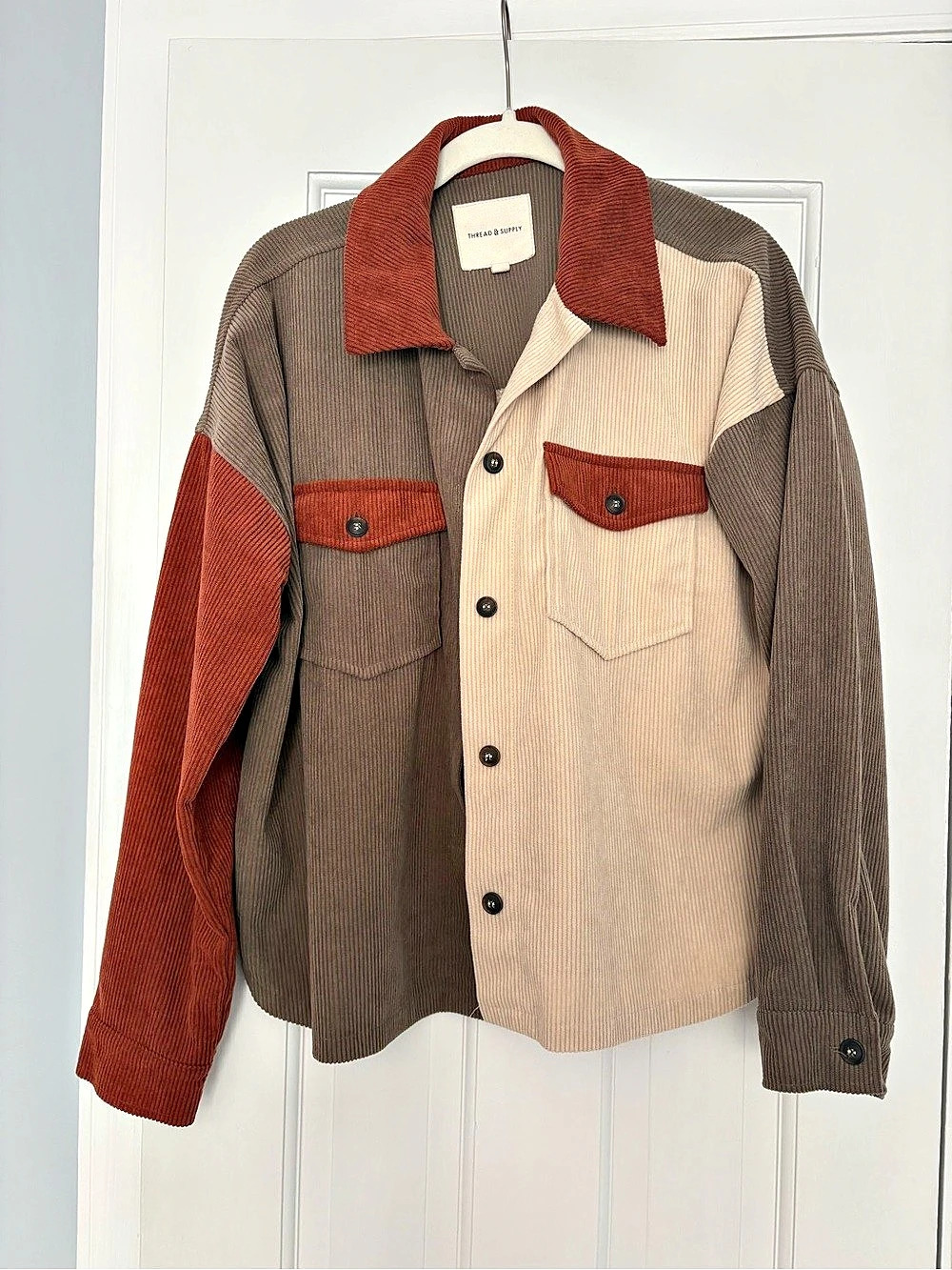 Thread & Supply Color Block Corduroy Jacket Size Small Like New